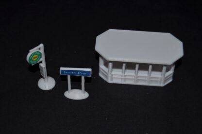 1/76 scale Blackpool 4 bay tram shelter with tram stop and stop name board